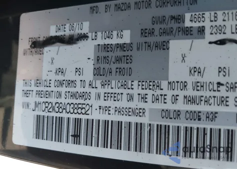 2010 Mazda Mazda5 Sport z USA, uszkodzony, nr VIN JM1CR2W38A0385521